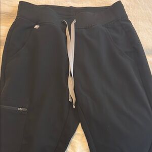 FIGS Black Jogger Pants with Gray Drawstring